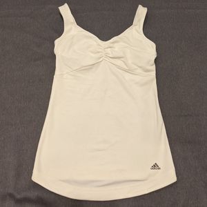 Adidas Off White Ruched Tank Top Built In Bra XS